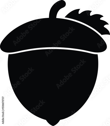 Acorn silhouette vector, acorn vector icon, hazel nut black icon vector illustration