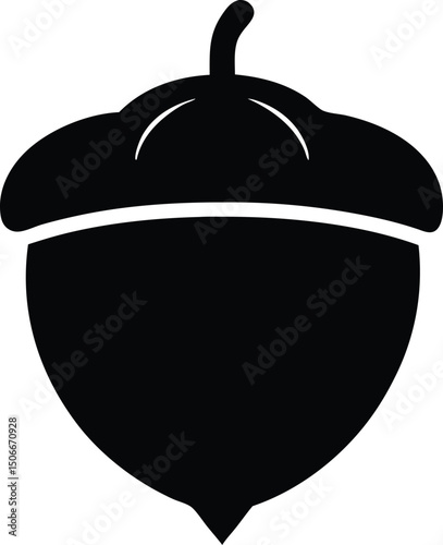 Acorn silhouette vector, acorn vector icon, hazel nut black icon vector illustration