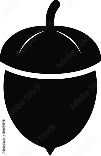 Acorn silhouette vector, acorn vector icon, hazel nut black icon vector illustration