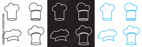 Set of Chef hat  icons.  professional cooking symbols, kitchen uniform icon. Vector for websites, mobile interfaces, presentations, logo,  banner, visual branding etc. EPS 10