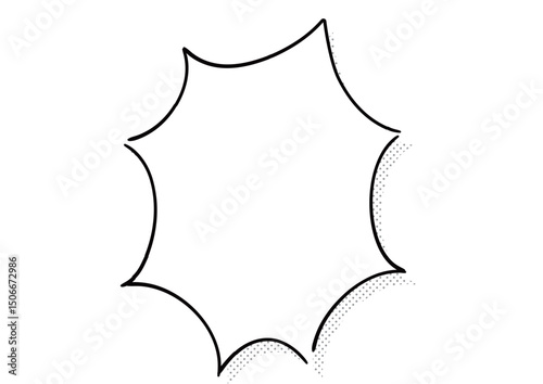 手書き風のふきだし単品　白塗りドット影付き
