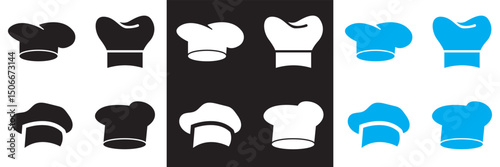 Set of Chef hat  icons.  professional cooking symbols, kitchen uniform icon. Vector for websites, mobile interfaces, presentations, logo,  banner, visual branding etc. EPS 10