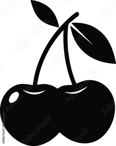 Charry silhouette vector art illustration, cherry fruit icon vector illustration photo