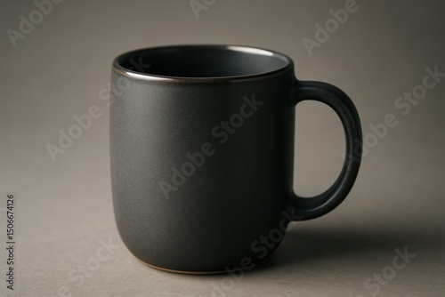 Elegant ceramic mug close up on neutral background for kitchen and dining decor