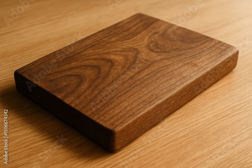 Rustic elegance in wooden kitchen design featuring oak cutting board