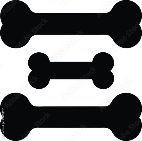 Dog bone silhouette set, Dog bone icon vector illustration