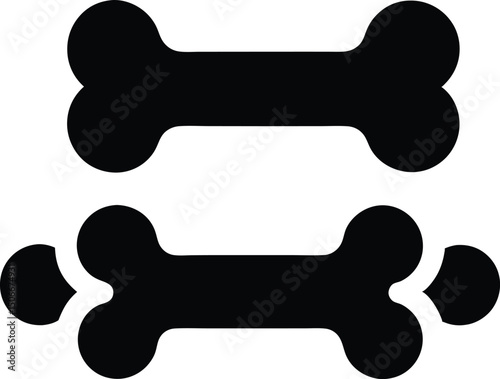 Dog bone silhouette set, Dog bone icon vector illustration