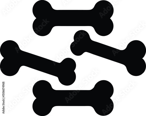 Dog bone silhouette set, Dog bone icon vector illustration