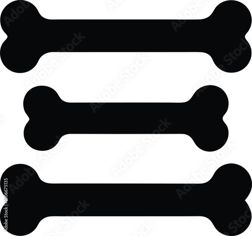 Dog bone silhouette set, Dog bone icon vector illustration