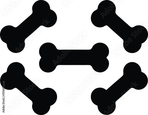 Dog bone silhouette set, Dog bone icon vector illustration