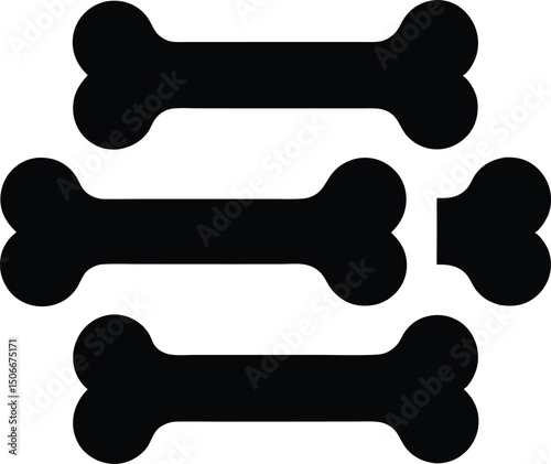Dog bone silhouette set, Dog bone icon vector illustration