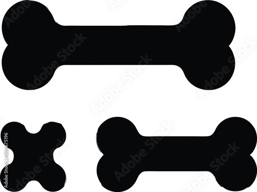 Dog bone silhouette set, Dog bone icon vector illustration
