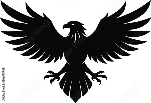 Eagle icon illustration, Eagle silhouette vector, flying wild big bird, silhouette of a soaring eagle. vector illustration