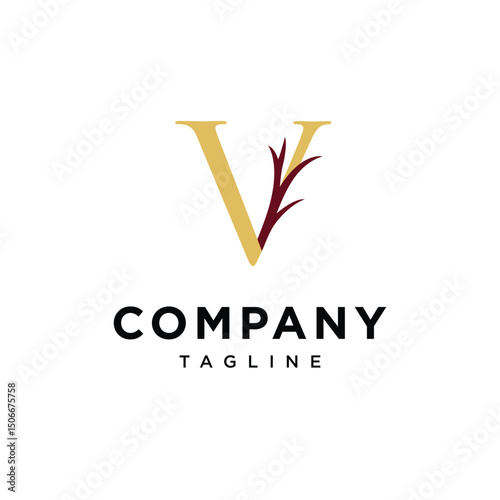 Letter V Vein Logo Icon Vector