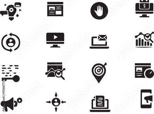 Digital Marketing Icon Set Vector Icons eps 10 , black and white  icon set , digital marketing servicces icons