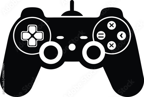 A game controller silhouette vector illustration, Video game controller. Gamepad icon design
