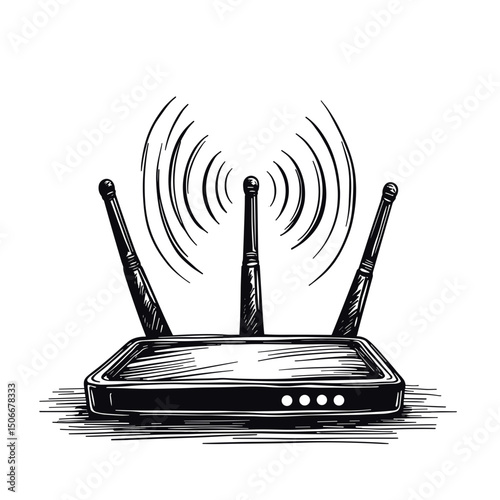 Insecure network signal emitted by router sketch, digital security