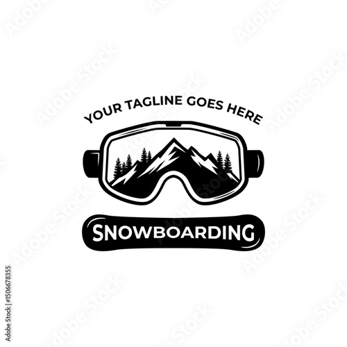 snowboarding goggles mountain logo
