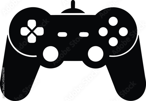 A game controller silhouette vector illustration, Video game controller. Gamepad icon design