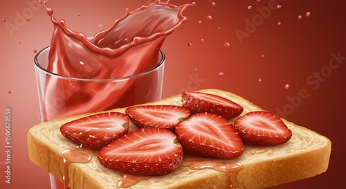 Delicious Strawberry Toast and Juice Splash
