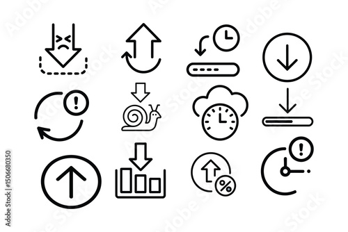Set of Line Icons Representing Different Types of Data Transfers