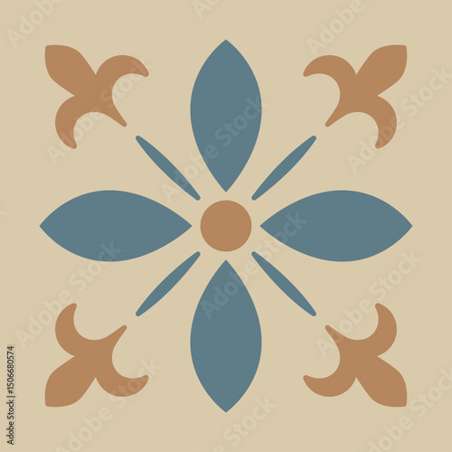 Vintage Geometric Floral Tile Pattern – Mediterranean Style Decorative Tiles