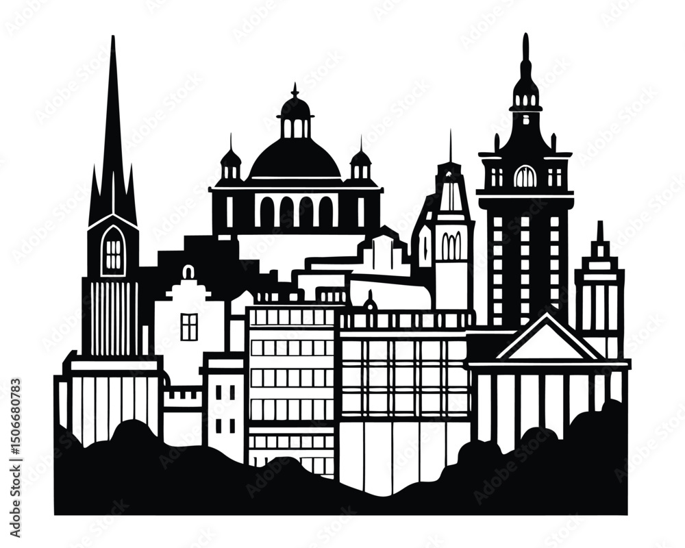 Fototapeta premium Edinburgh Skyline with Castle and Scott Monument