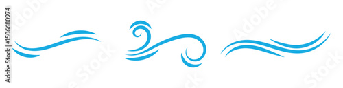 Doodle wind line sketch set. Hand drawn doodle wind motion, air blow, swirl elements. Sketch drawn air blow motion, smoke flow art, abstract line. Isolated vector illustration