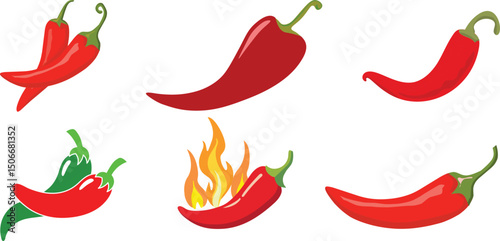 A red hot chili peppers on white background. 