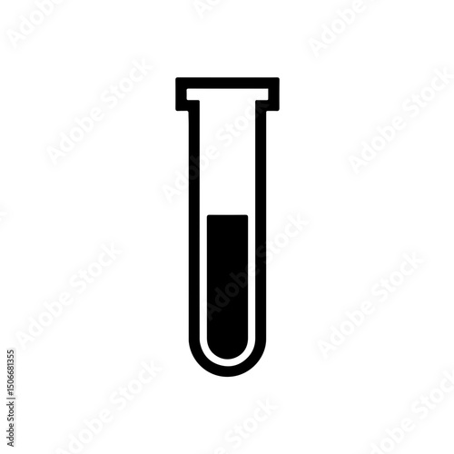 Medical Test Tube Icon - Lab Analysis Symbol. An essential line art icon of a test tube featuring clear measurement lines, perfect for representing medical and scientific testing