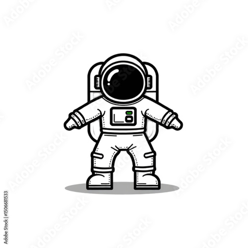 Cartoon illustration of a cute astronaut in a spacesuit on a plain background
