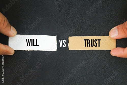 Paper with the words trust vs will. living trust might be more than you need for your situation, but it can be a great tool if you have a larger or more complex estate. photo
