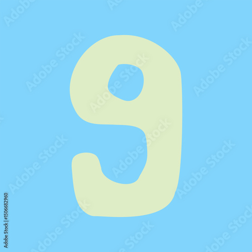 Illustration design with the number 9 (nine) written on a sky blue background