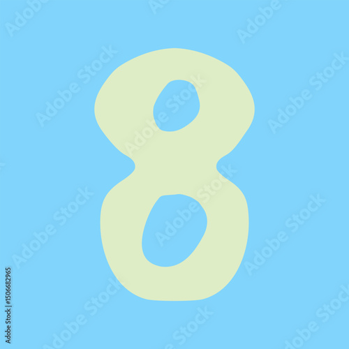 Illustration design with the number 8 (eight) written on a sky blue background