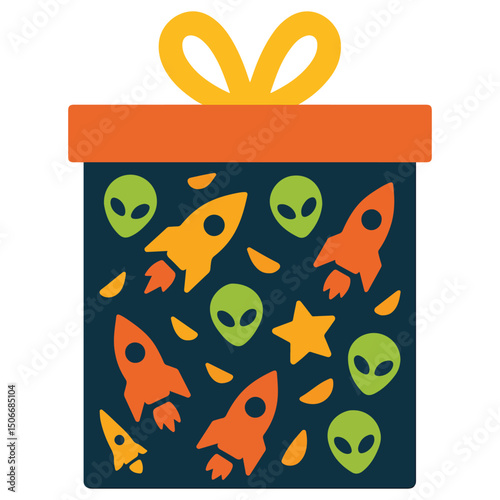 Space Space Adventure Gift Box clipart, Outer Space illustration, Colorful Space design sublimation
