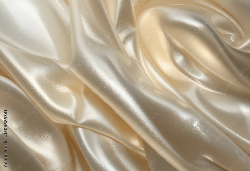 Obraz premium Luxurious Champagne Silk Fabric Drapes Background - Elegant Satin Texture