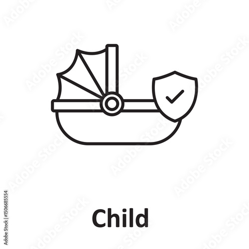 Child insurance baby stroller :Vector Icon which can easily modify or edit