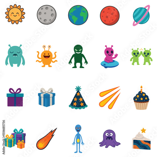 collection of Space clipart, Outer Space illustration, Colorful Space design sublimation
