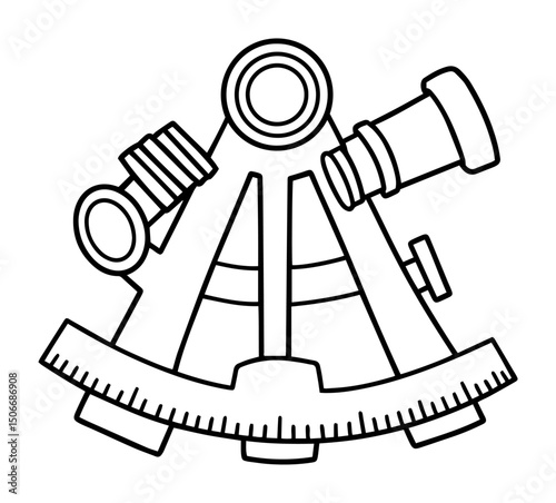 nautical sextant outline vector illustration