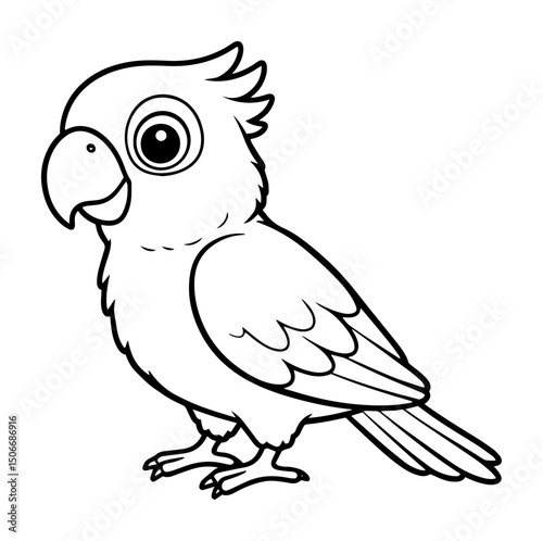 cartoon parrot bird outline vector drawing