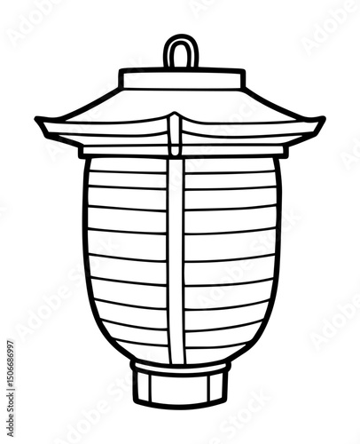 japanese lantern outline vector illustration