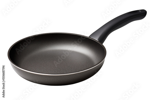 Dark Gray Speckled Non Stick Frying Pan With Long Handle On Transparent Background