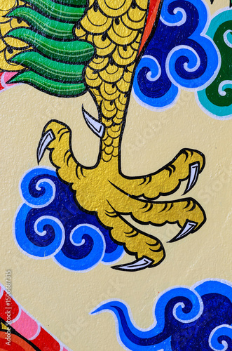 This decorative sculpture in china shows the detail of the dragon's clawed foot and expertise of the artist.