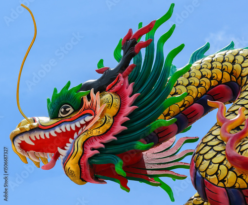 This decorative sculpture in china shows the detail of the dragon's clawed foot and expertise of the artist.