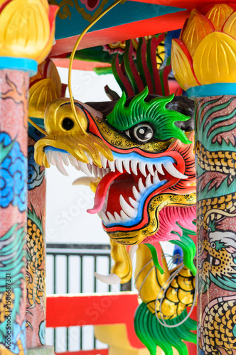 This decorative sculpture in china shows the detail of the dragon's clawed foot and expertise of the artist.