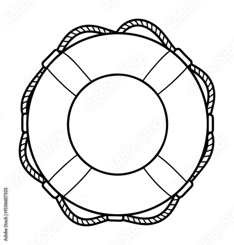 lifebuoy safety ring outline cartoon child style drawing