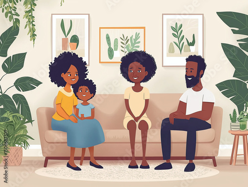 A portrayal showing a famil...