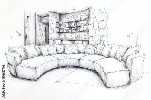 A stylish sketch of a livin...