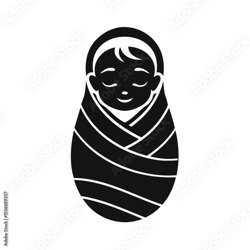 Swaddled Baby Silhouette – Newborn Blanket Icon

