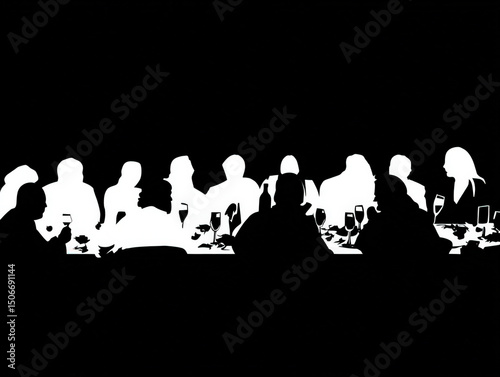 banquet silhouette, black a...